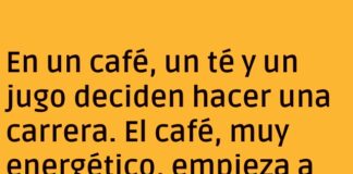 La carrera revitalizante del café, té y jugo.
